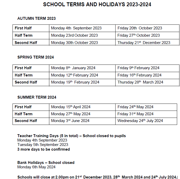 Term Dates - Federation of St Peter's and St Gildas' Catholic Schools